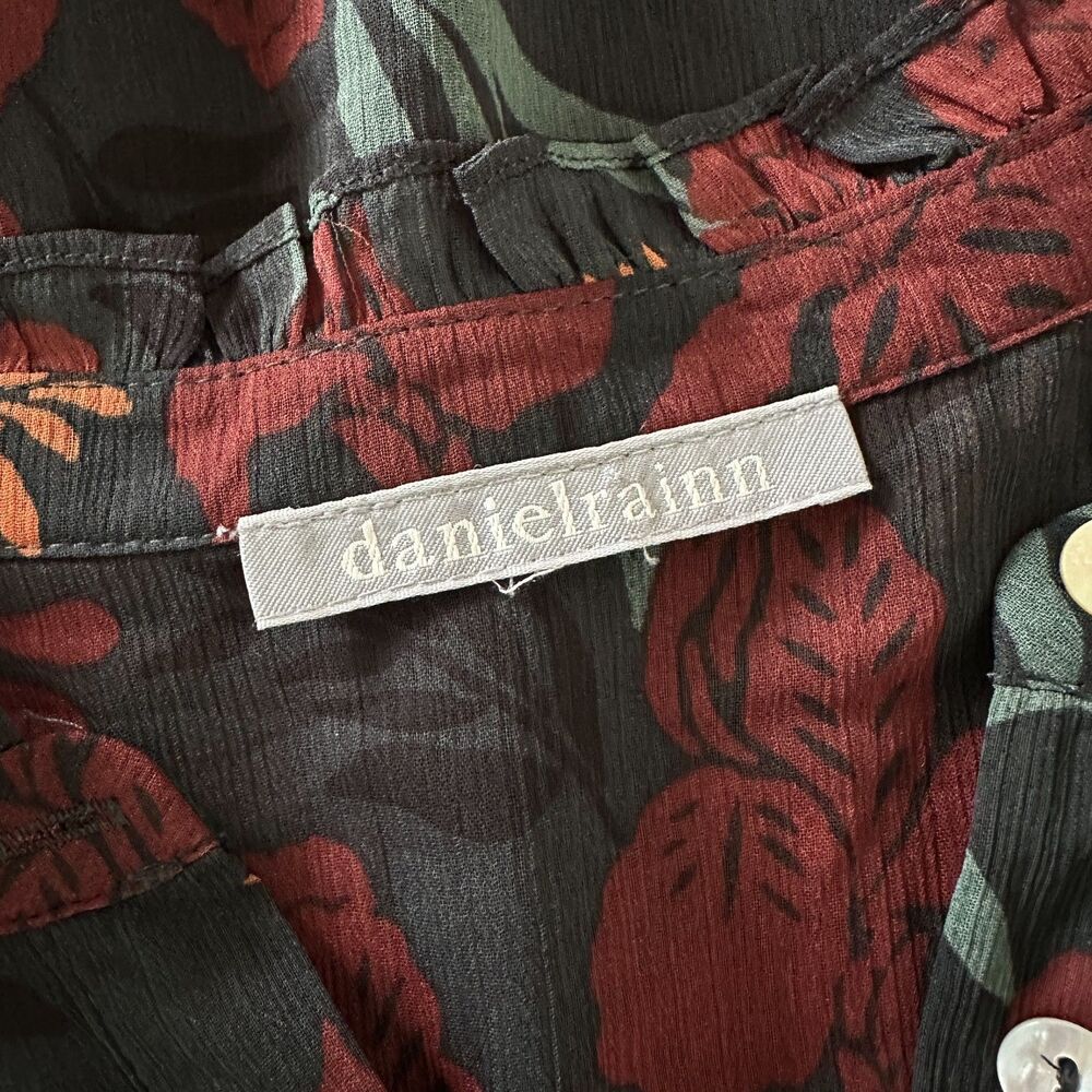 Daniel Rainn Top Women 3X Plus Dark Floral Sheer Tunic Bohemian Lagenlook NWOT - Picture 4 of 8